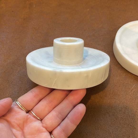 SET OF 2 Studio McGee Marble Taper Candle Holders - Picture 7 of 10